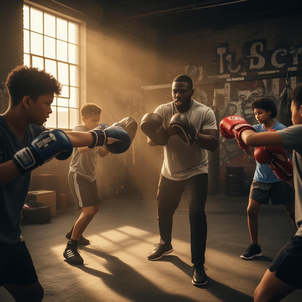 Community coach leading a youth boxing session