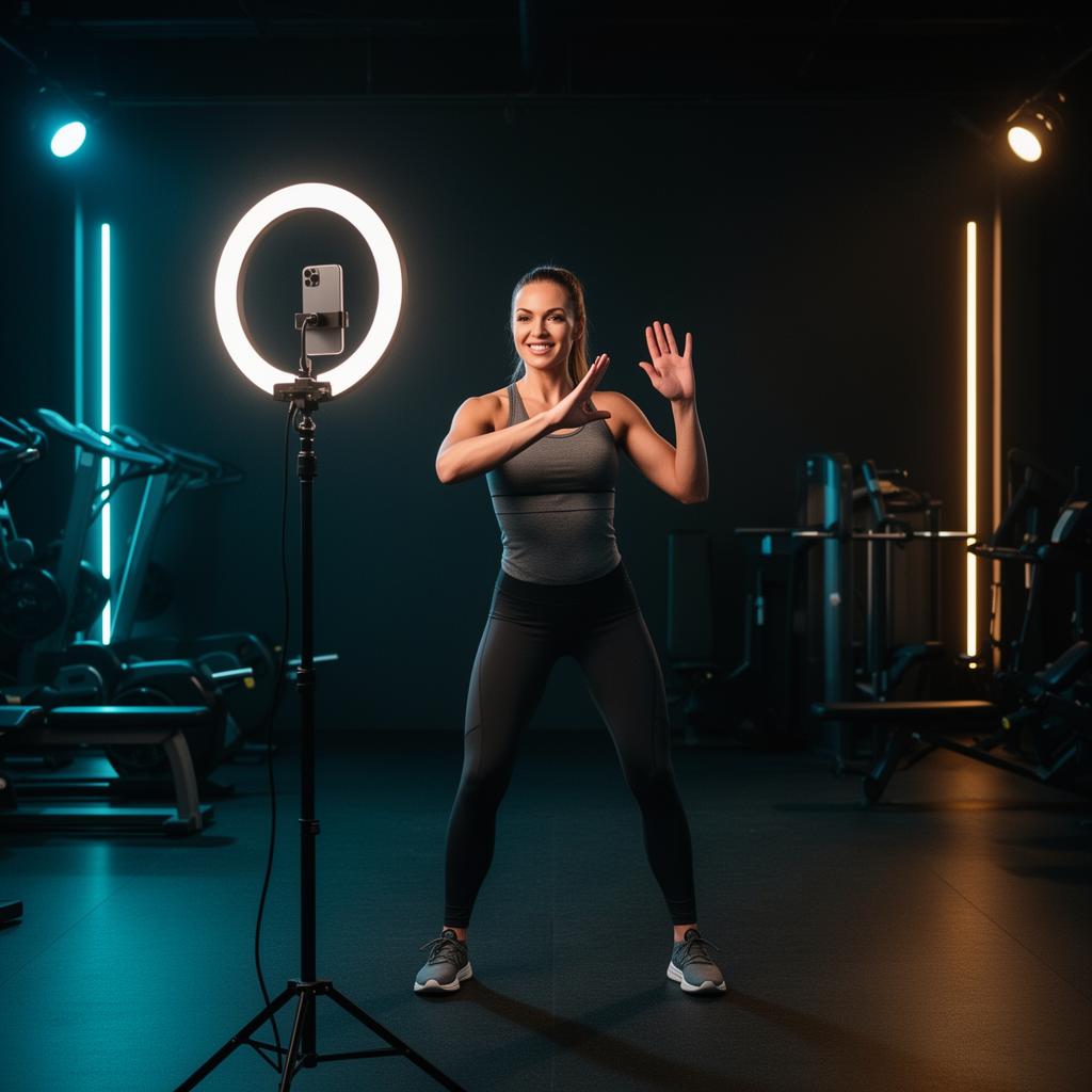 Fitness coach going live from a studio